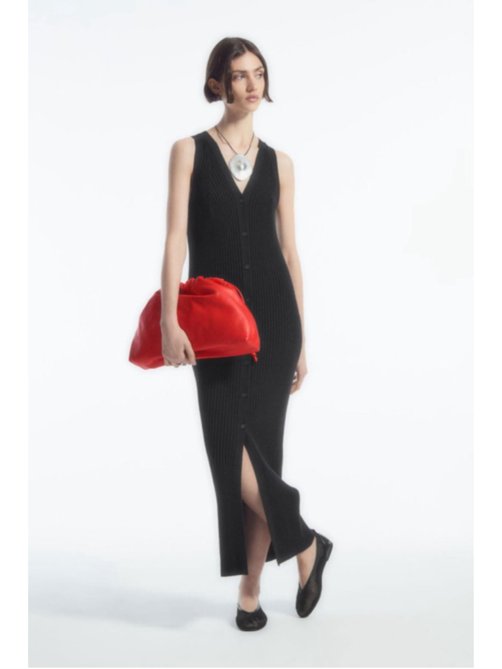 COS Buttoned Rib-Knit Maxi Dress